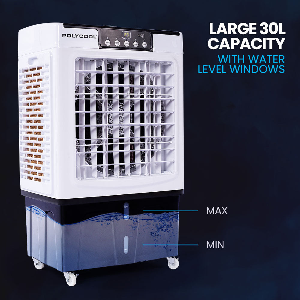 30L Evaporative Air Cooler Portable Industrial Fan, Purifier, Humidifier, Remote Control