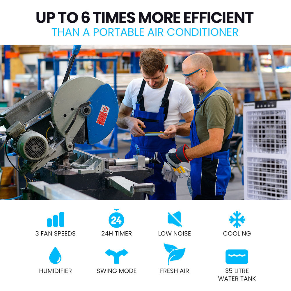 35L 220W Portable Evaporative Air Cooler 24 Hour Timer 4 in 1 Cooling Fan w/ Remote