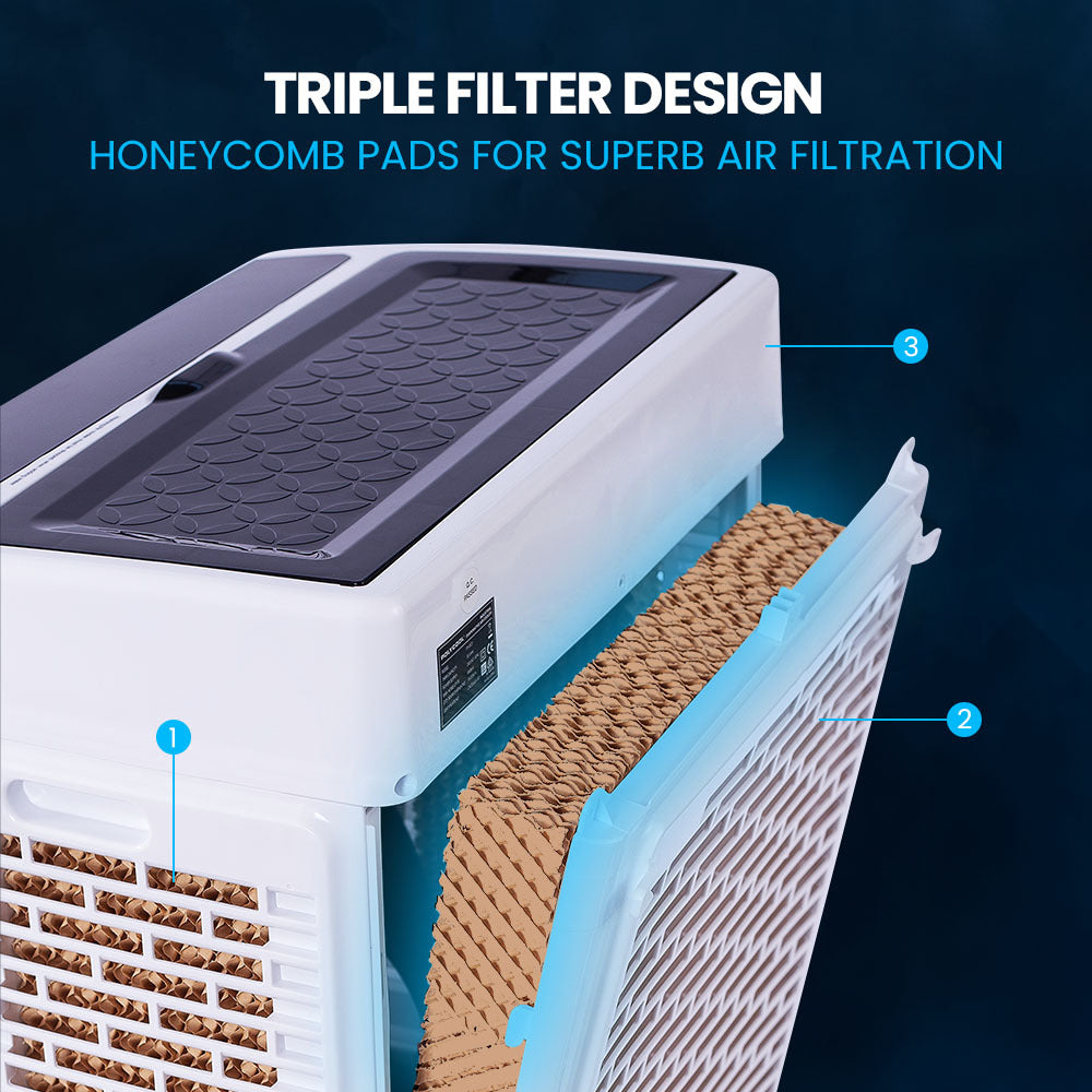 35L 220W Portable Evaporative Air Cooler 24 Hour Timer 4 in 1 Cooling Fan w/ Remote