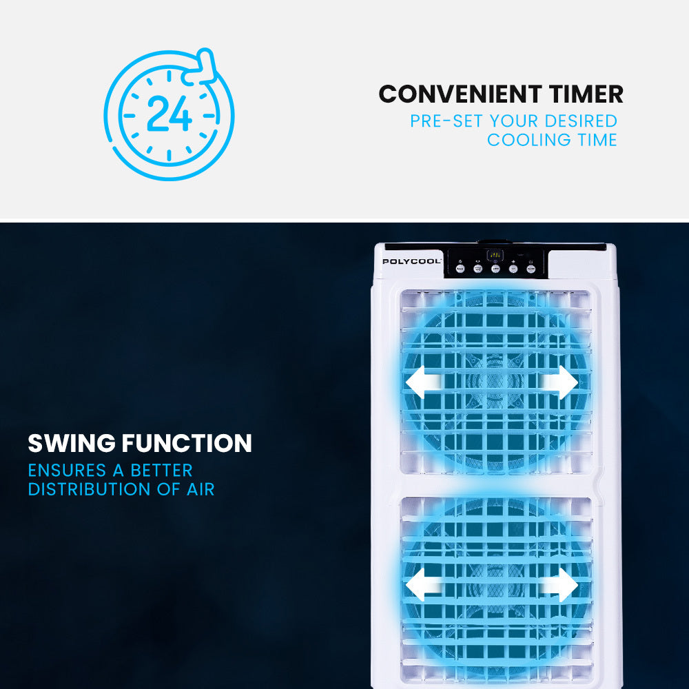 35L 220W Portable Evaporative Air Cooler 24 Hour Timer 4 in 1 Cooling Fan w/ Remote