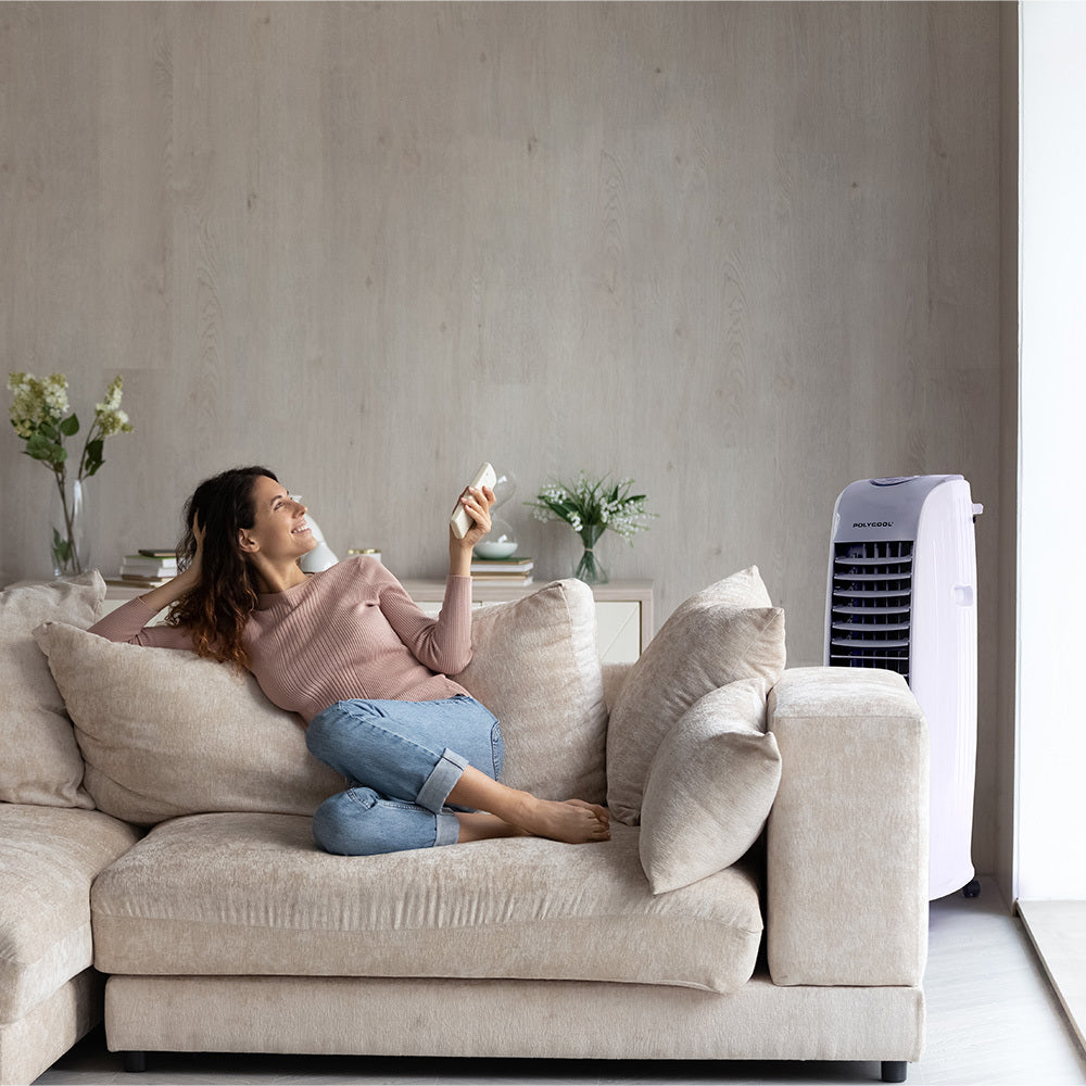 8L Portable Evaporative Air Cooler 24 Hour Timer 4 in 1 Cooling Fan, Grey and White