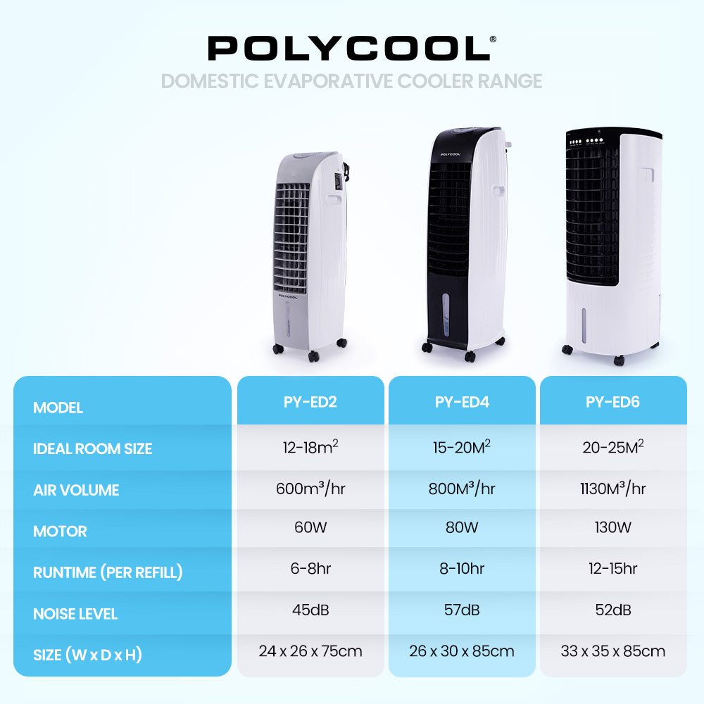 8L Portable Evaporative Air Cooler 24 Hour Timer 4 in 1 Cooling Fan, Grey and White