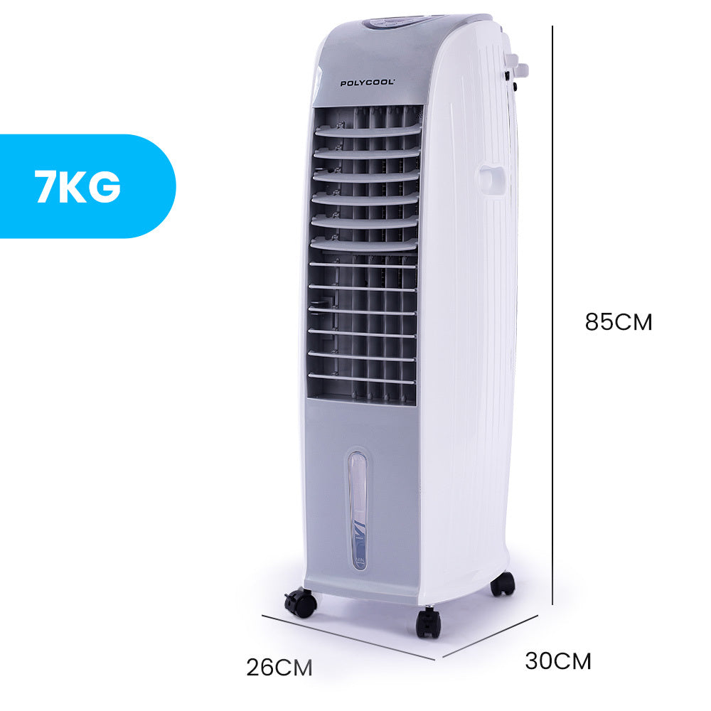 8L Portable Evaporative Air Cooler 24 Hour Timer 4 in 1 Cooling Fan, Grey and White