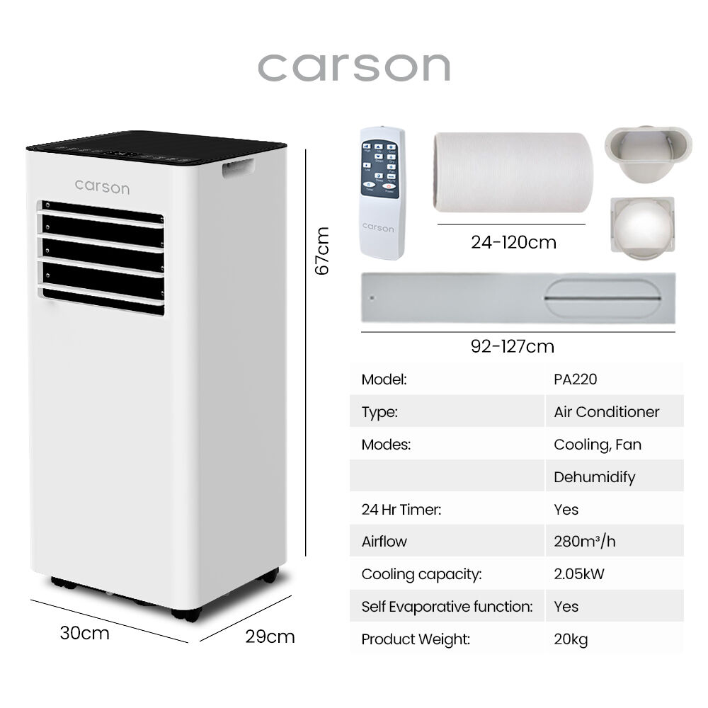 2.05kW Portable Air Conditioner, with Fan & Dehumidifier Mode, Remote Control, 24hr Timer, Sleep Mode