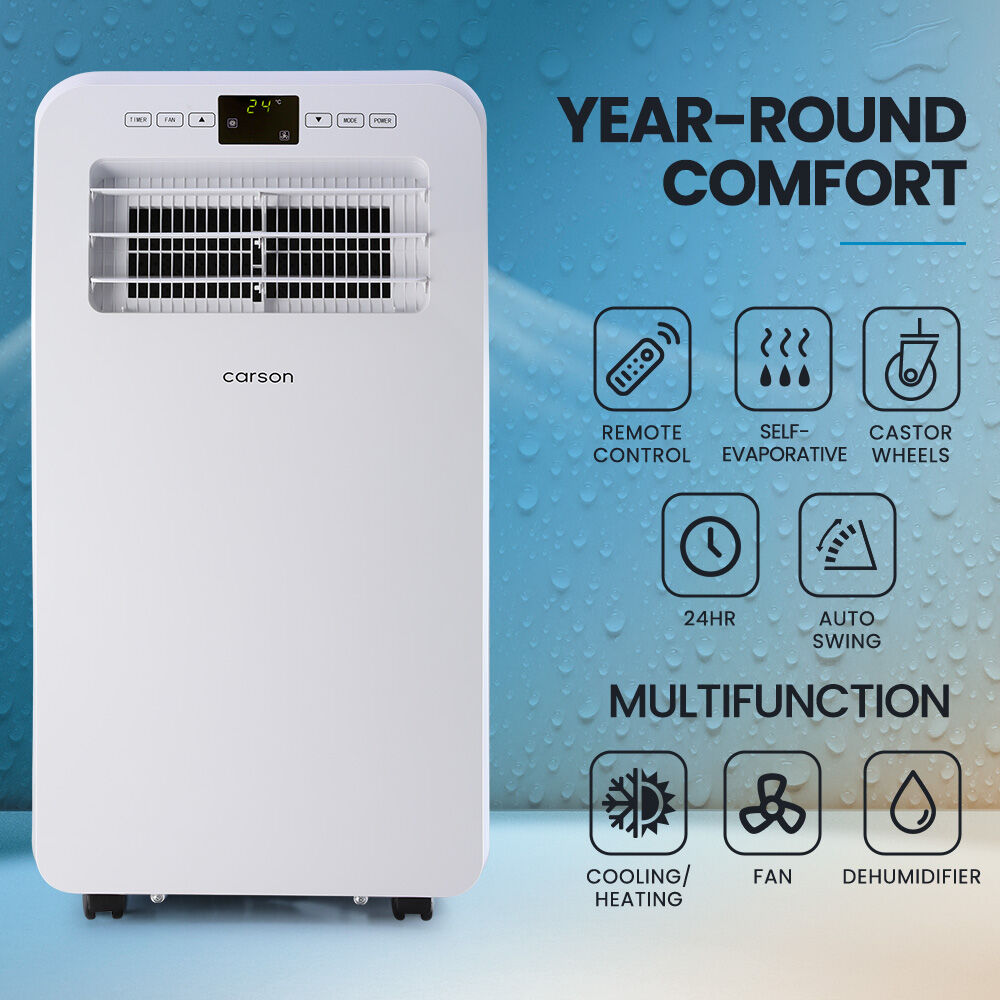 2.9kW Reverse Cycle Portable Air Conditioner and Heater, with Dehumidifier, Cooling and Heating AC