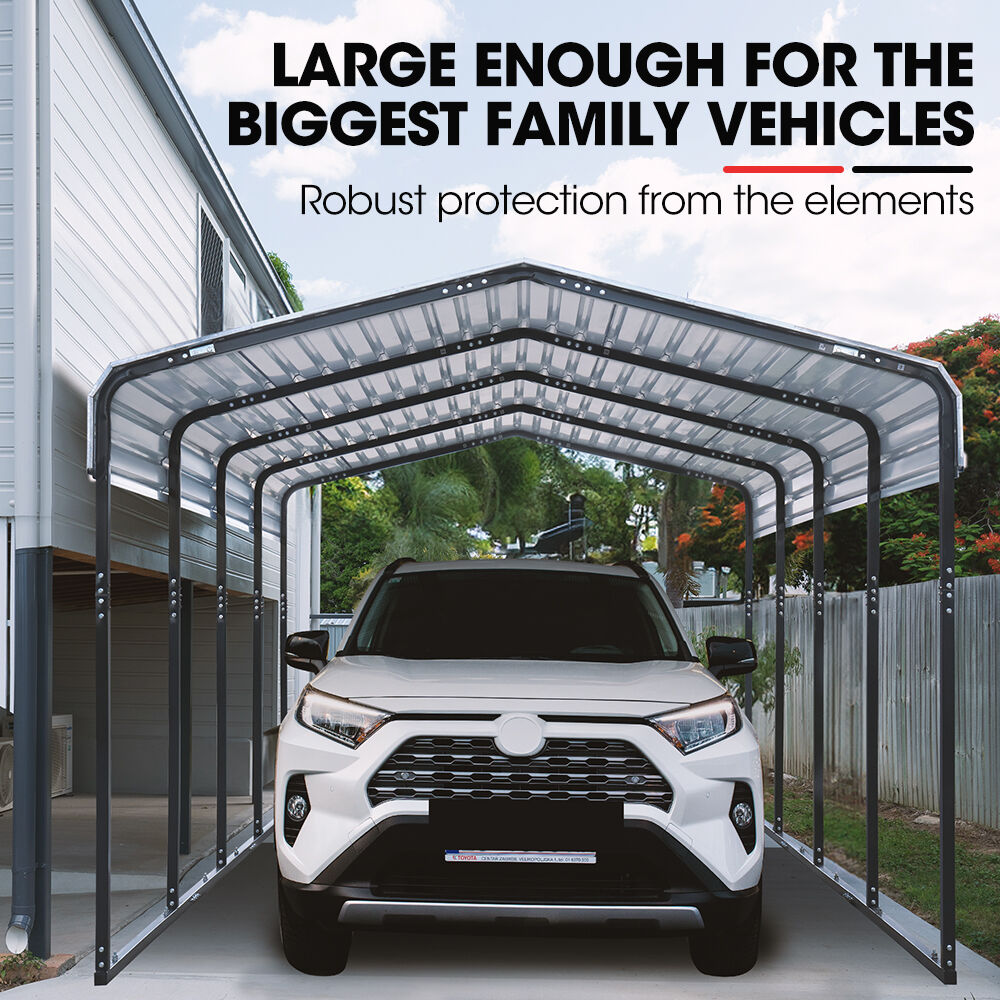 Single Carport Shed 3.3 x 6 x 2.9m, Galvanised Steel Frame, Powder Coated Gable Roof, Shelter for Car Caravan Boat Tractor Agricultural