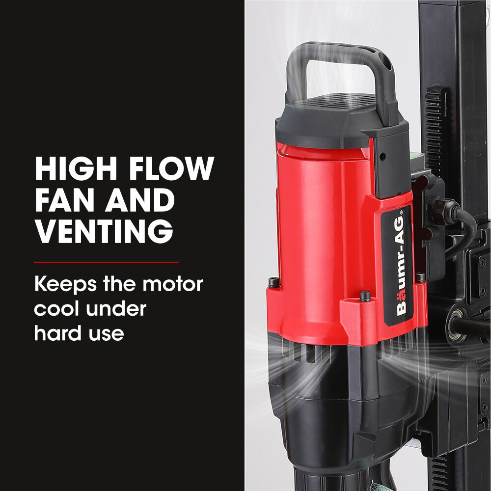 BAUMR-AG 3200W 280mm Wet/Dry Core Drill w/ Wheeled Stand & 127mm Bit Combo, for Concrete Coring Hole Drilling