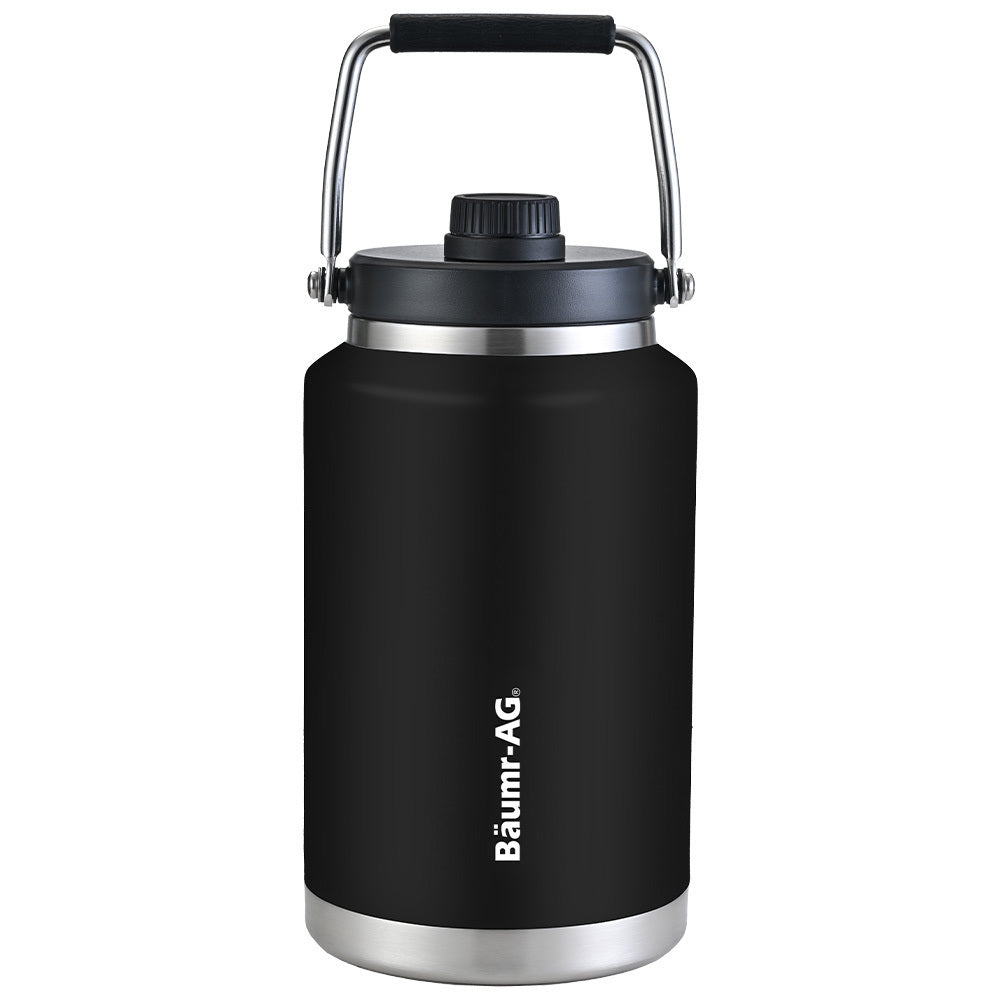 3.8L Double Wall Insulated Stainless Steel Water Bottle, Drink Jug with Handle, Black