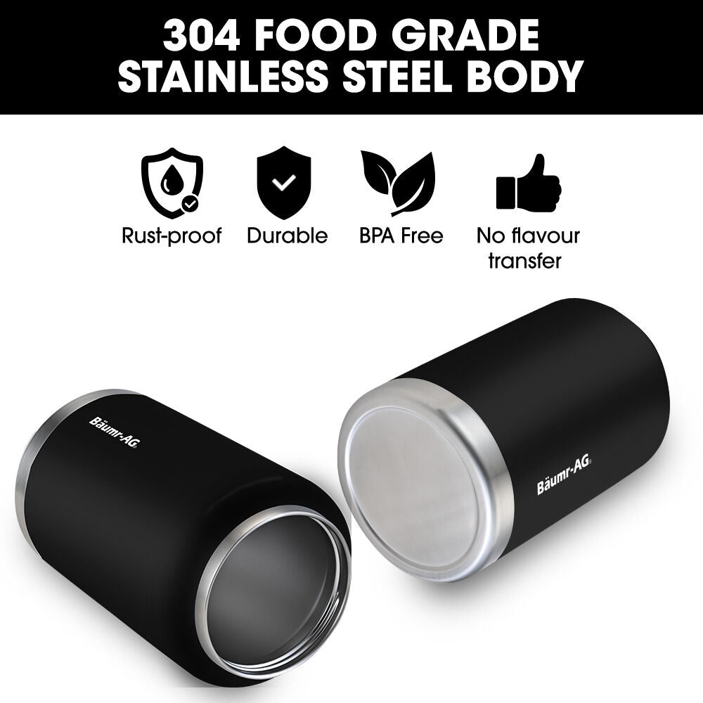 3.8L Double Wall Insulated Stainless Steel Water Bottle, Drink Jug with Handle, Black