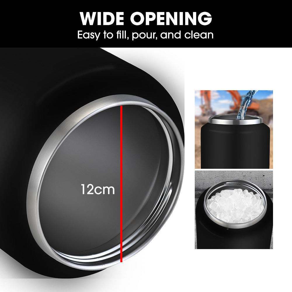 3.8L Double Wall Insulated Stainless Steel Water Bottle, Drink Jug with Handle, Black