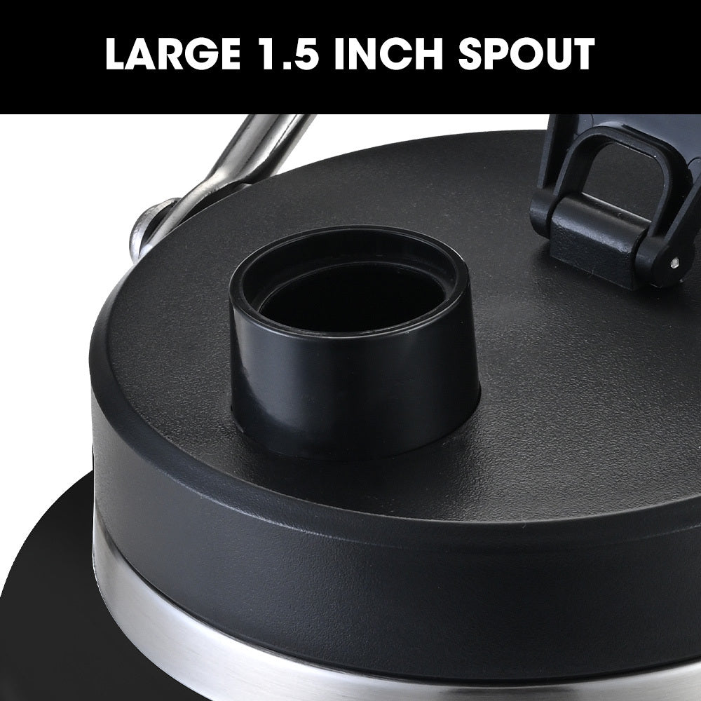 3.8L Double Wall Insulated Stainless Steel Water Bottle, Drink Jug with Handle, Black