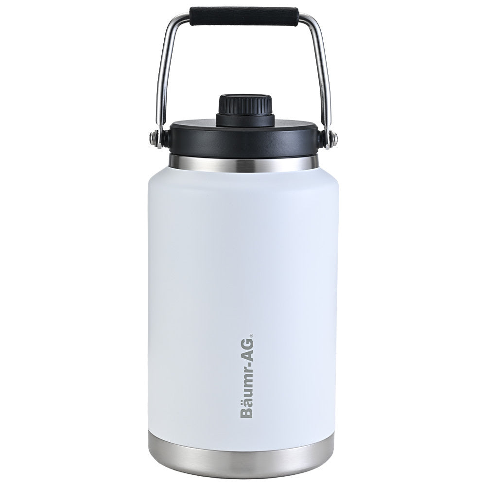 3.8L Double Wall Insulated Stainless Steel Water Bottle, Drink Jug with Handle, White