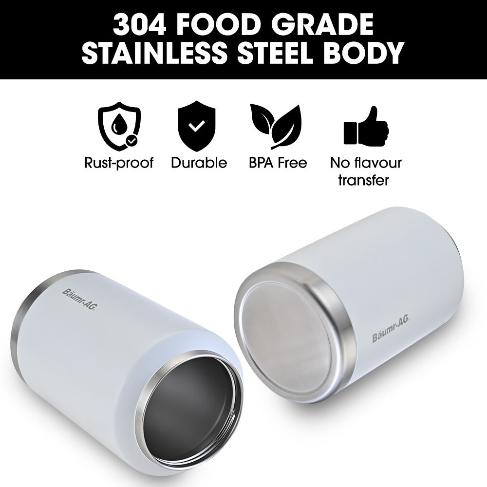 3.8L Double Wall Insulated Stainless Steel Water Bottle, Drink Jug with Handle, White