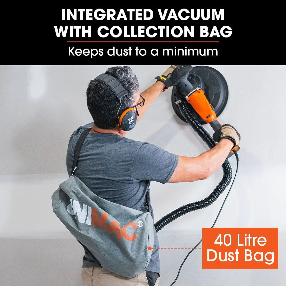 1800W Drywall Sander Plaster Automatic Wall Gyprock Vacuum System