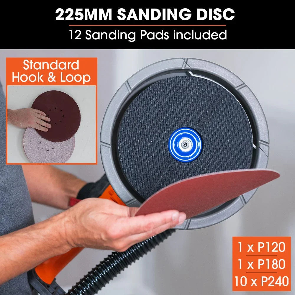 1800W Drywall Sander Plaster Automatic Wall Gyprock Vacuum System