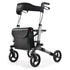 EQUIPMED Foldable Aluminium Walking Frame Rollator with Bag and Seat, Silver