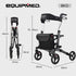 EQUIPMED Foldable Aluminium Walking Frame Rollator with Bag and Seat, Titanium Colour