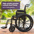 EQUIPMED 24 Inch Folding Wheelchair with Park Brakes, 136kg Capacity, 51cm Wide Seat, Black