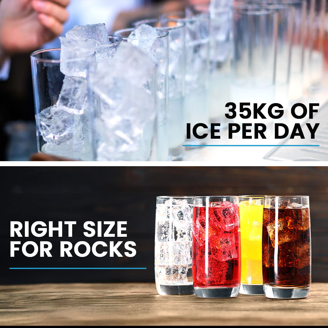 Commercial Ice Maker Machine, up to 35kg/24hr, Timer & Self Cleaning Programs