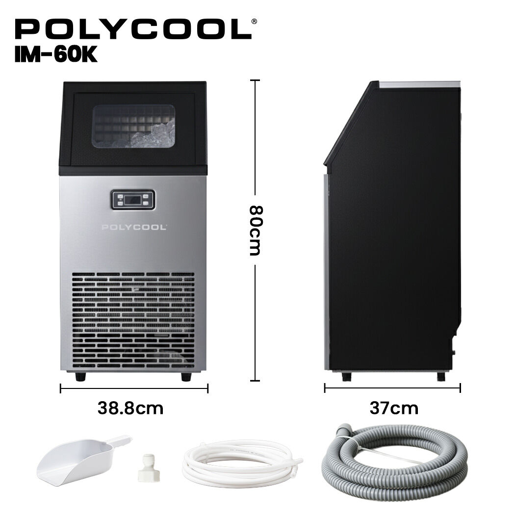 Commercial Ice Maker Machine, up to 60kg/24hr, Timer & Self Cleaning Programs