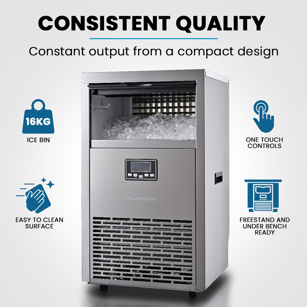 Commercial Ice Maker Machine, up to 75kg/24hr, Timer & Self Cleaning Programs
