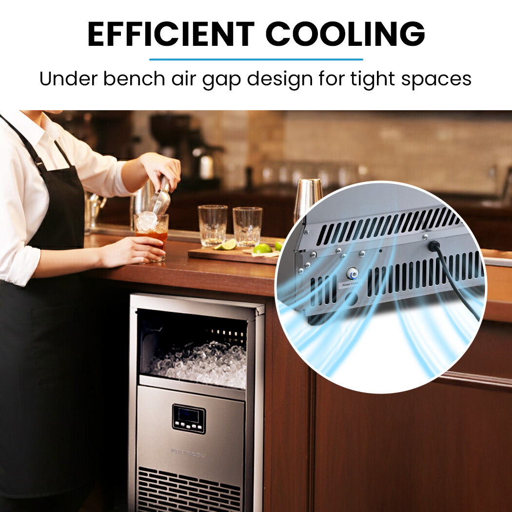 Commercial Ice Maker Machine, up to 75kg/24hr, Timer & Self Cleaning Programs