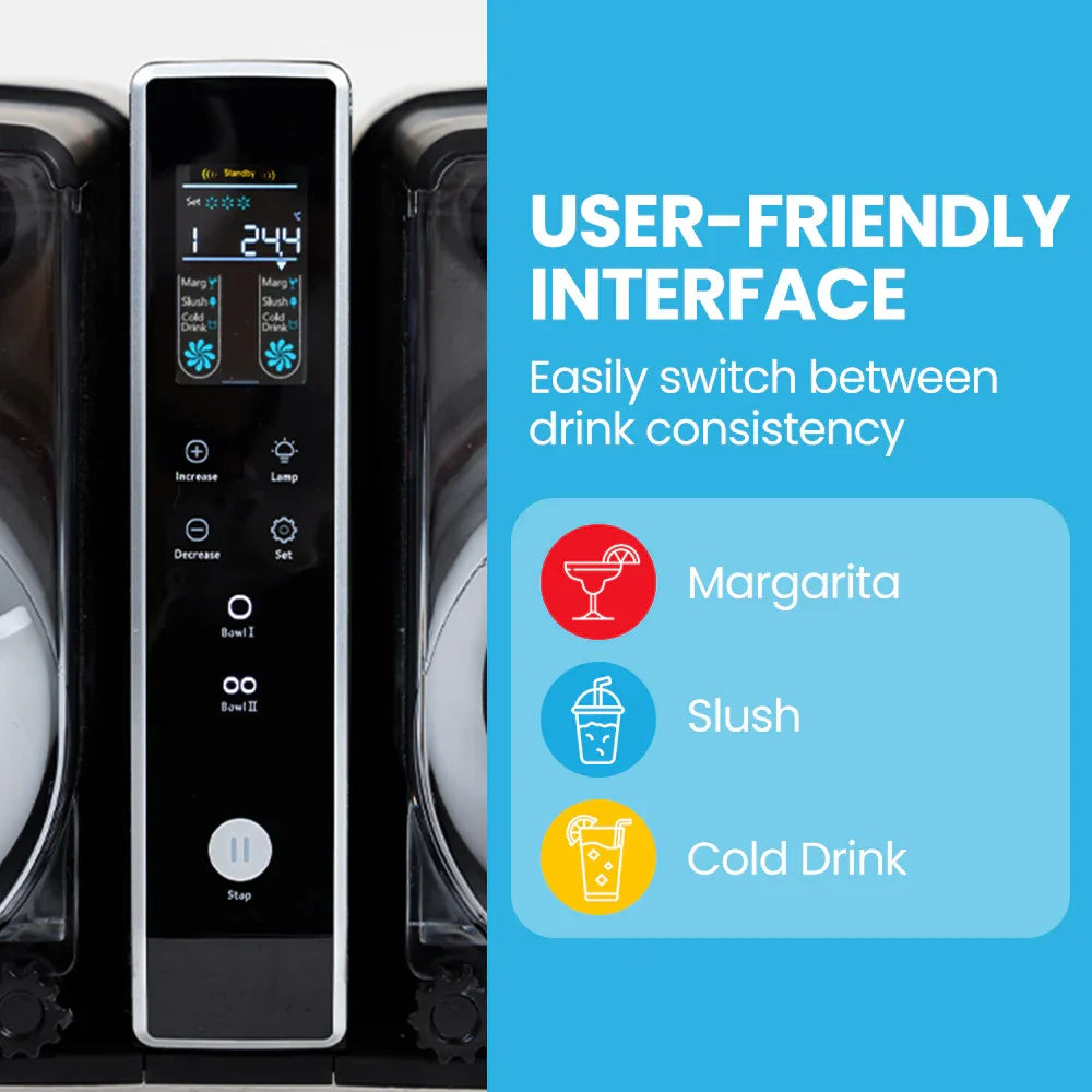 6L Double Tank Slushie Machine, Independent Digital Control Slushy Maker