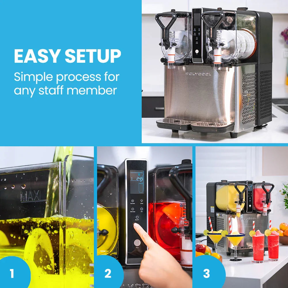 6L Double Tank Slushie Machine, Independent Digital Control Slushy Maker