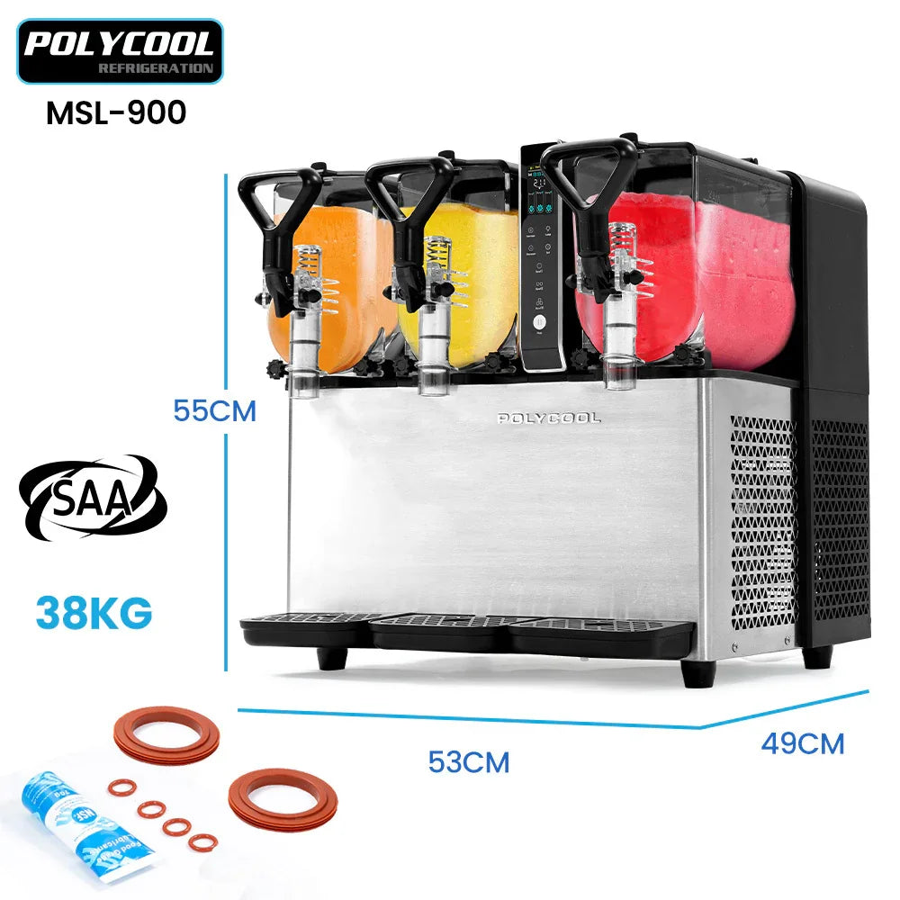9L Triple Tank Slushie Machine, Independent Digital Control Slushy Maker