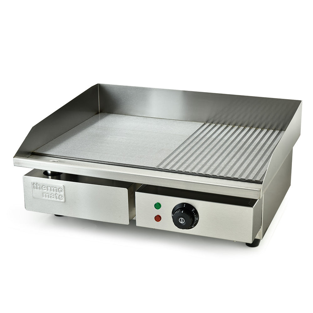 Commercial Electric Griddle TH-G04, 2400W 55x35cm Half Ribbed Surface