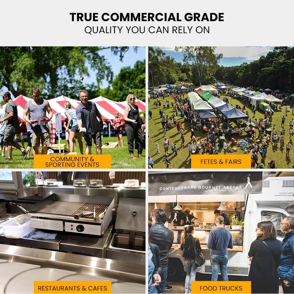 Commercial Electric Griddle TH-G04, 2400W 55x35cm Half Ribbed Surface