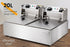 Commercial Double Tank Deep Fryer – 2400W×2, 60–200°C, Stainless Steel