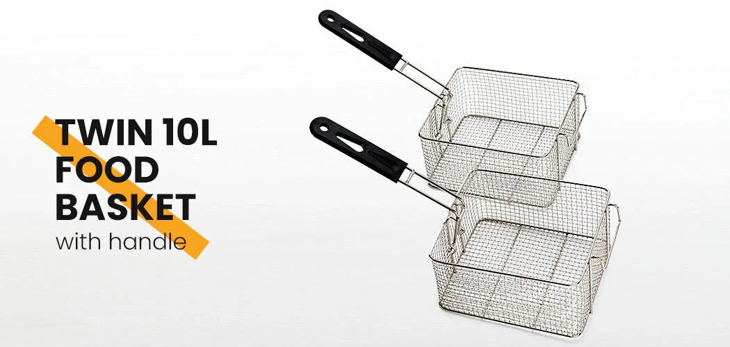 Commercial Double Tank Deep Fryer – 2400W×2, 60–200°C, Stainless Steel