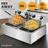 Commercial Double Tank Deep Fryer – 2400W×2, 60–200°C, Stainless Steel
