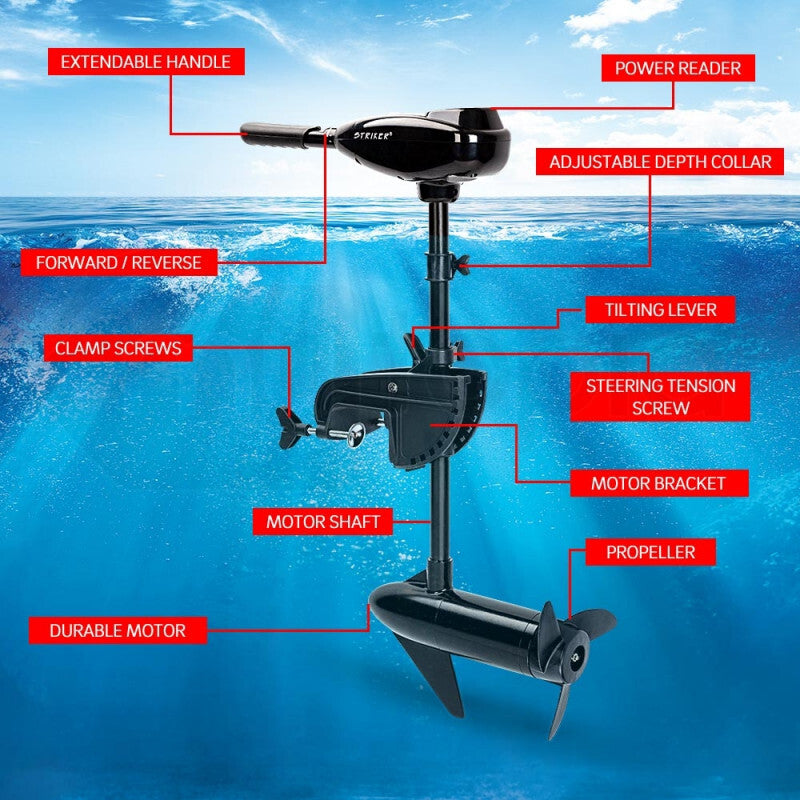 45 LBS Electric Trolling Motor Inflatable Boat Outboard Engine Fishing Marine