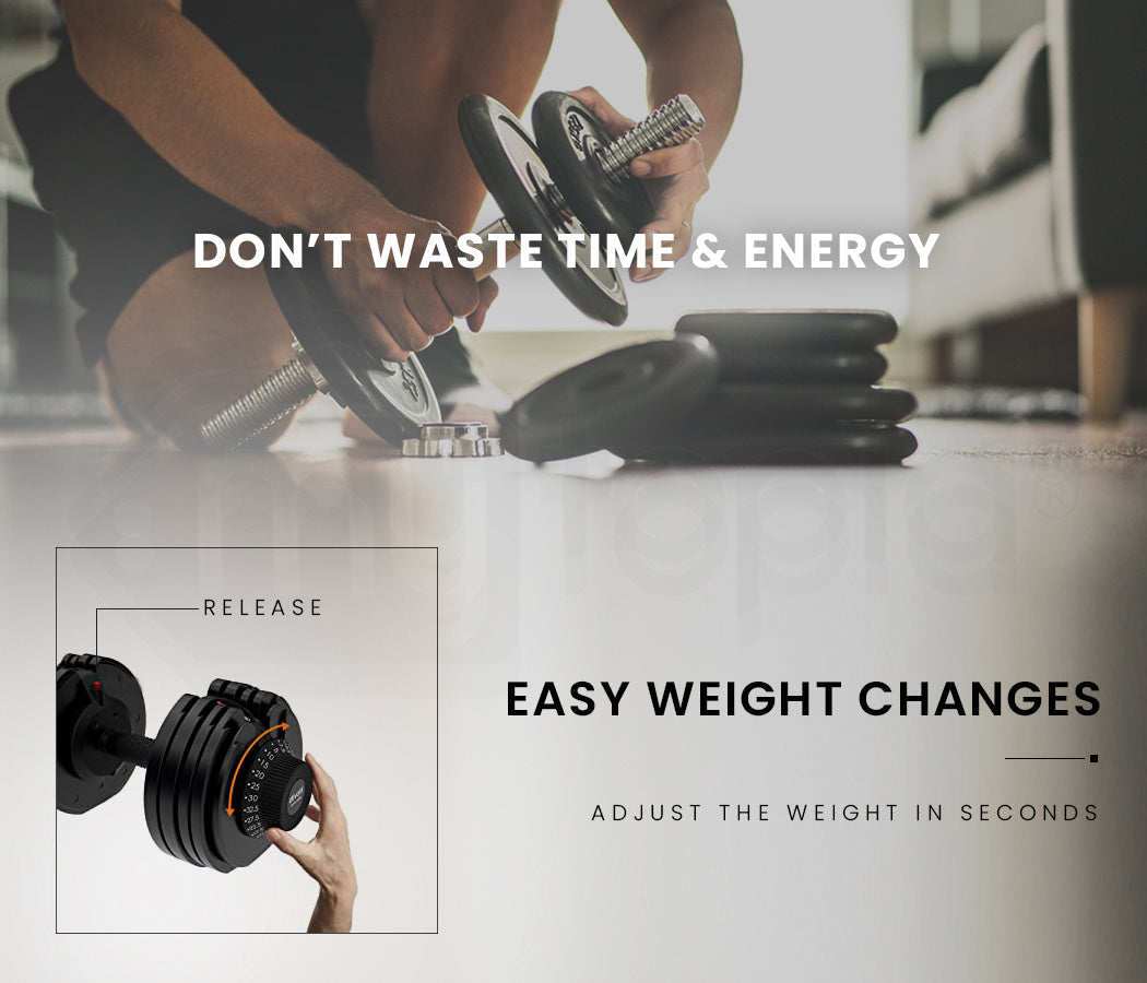 32.5kg Single Adjustable Weight Dumbbell, for Home Gym Fitness Training