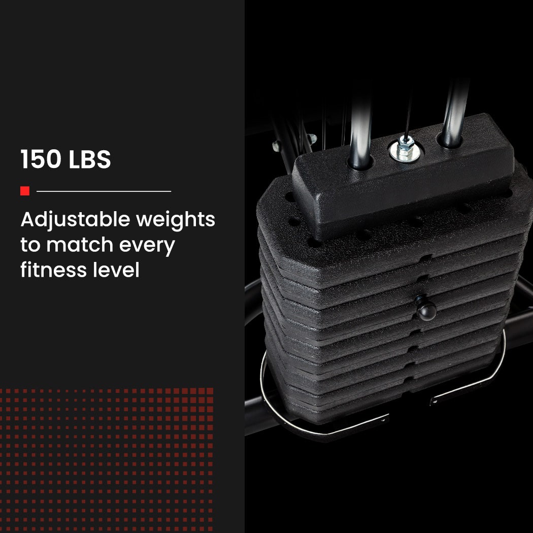 Multi-Station Compact Home Gym Set, 150lbs Weight Plates- M8000