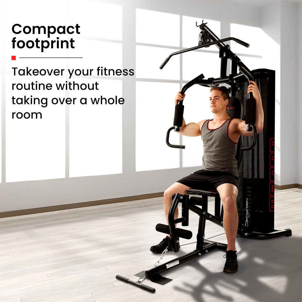 Multi-Station Compact Home Gym Set, 150lbs Weight Plates- M8000