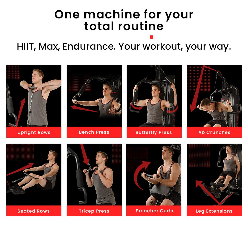 Multi-Station Compact Home Gym Set, 150lbs Weight Plates- M8000