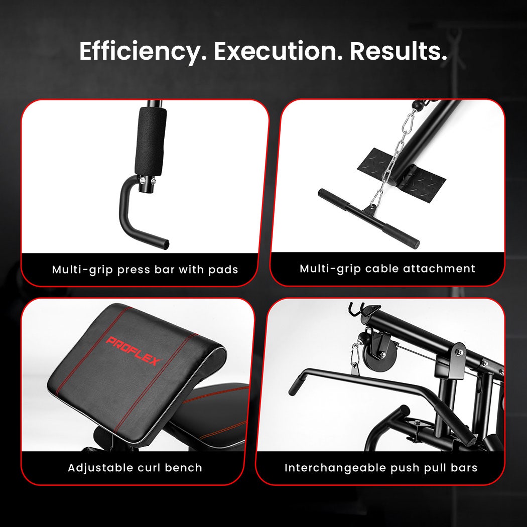 Multi-Station Compact Home Gym Set, 150lbs Weight Plates- M8000