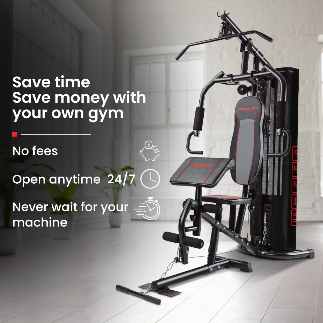 Multi-Station Compact Home Gym Set, 150lbs Weight Plates- M8000