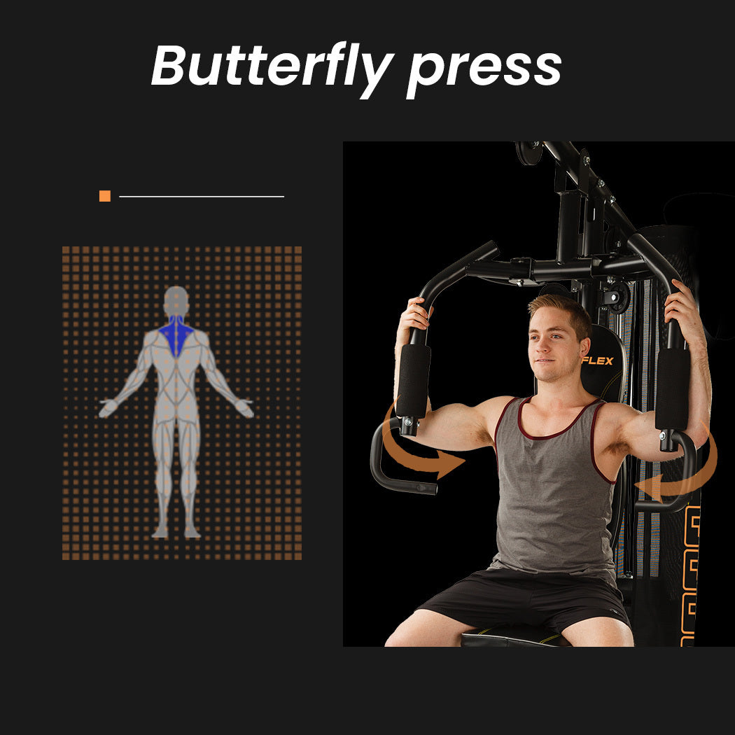 Multi-Station Home Gym Set with 98lbs Weight Plates- M8000