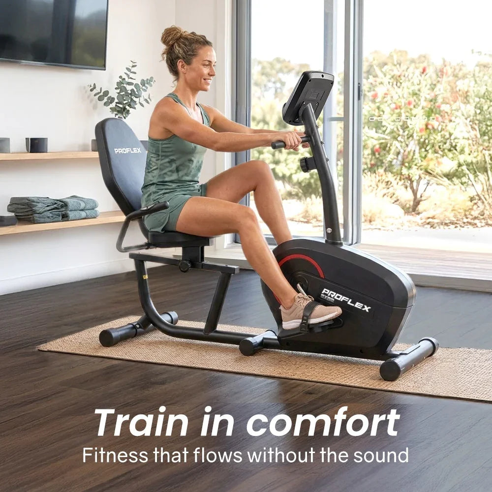 Magnetic Recumbent Exercise Bike, LCD Display, Heart Rate Sensors, Adjustable Seat, 8-Level Resistance, Comfortable Seated Home Cardio Fitness Machine