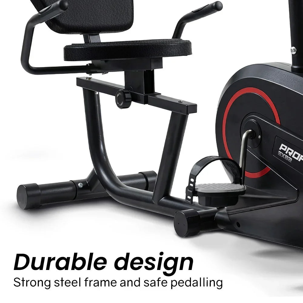 Magnetic Recumbent Exercise Bike, LCD Display, Heart Rate Sensors, Adjustable Seat, 8-Level Resistance, Comfortable Seated Home Cardio Fitness Machine