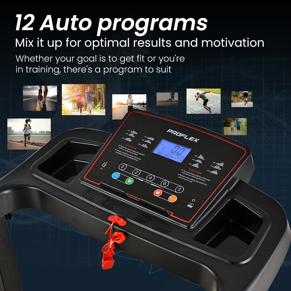 TRX3 Electric Treadmill, Compact Size, Foldable, USB/MP3, Pulse Sensors