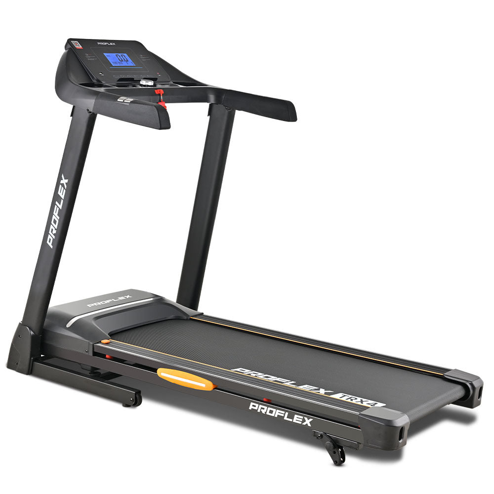 TRX4 Electric Treadmill, Medium Size, Foldable, Suspension, Bluetooth, USB/MP3, Pulse Sensors, Fitness Tracker