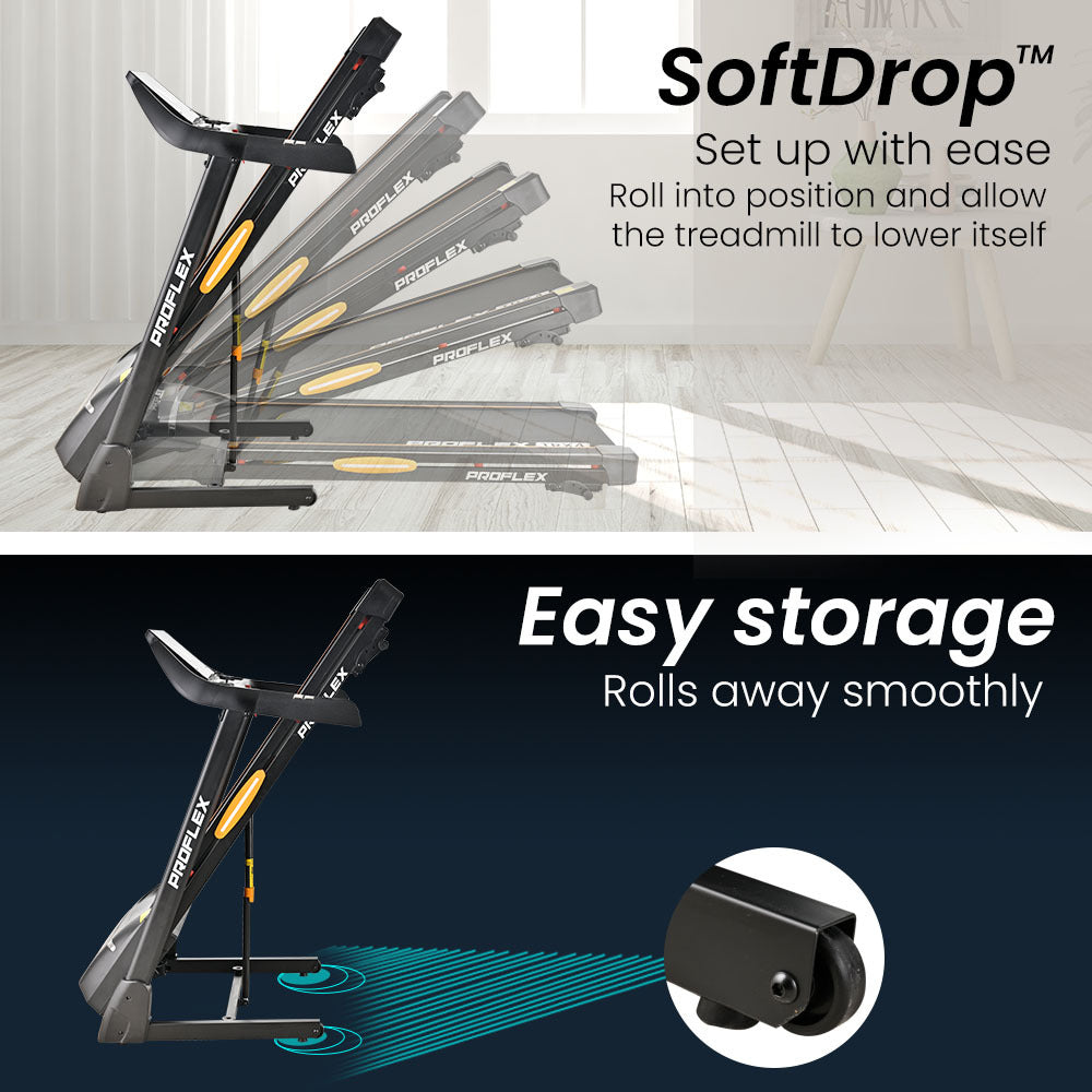 TRX4 Electric Treadmill, Medium Size, Foldable, Suspension, Bluetooth, USB/MP3, Pulse Sensors, Fitness Tracker