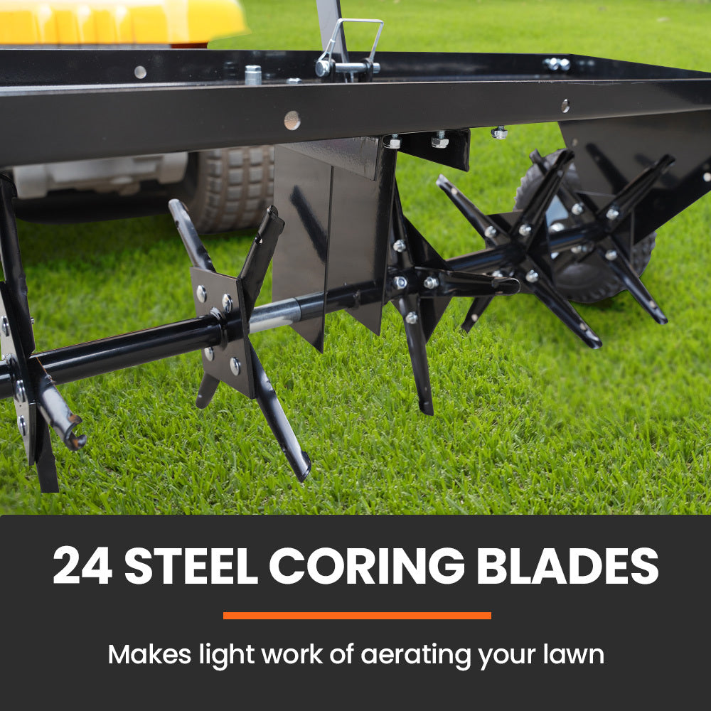 Tow Behind Plug Lawn Aerator 1m (40") Wide, Universal Hitch for Ride on Mower, Garden Tractor