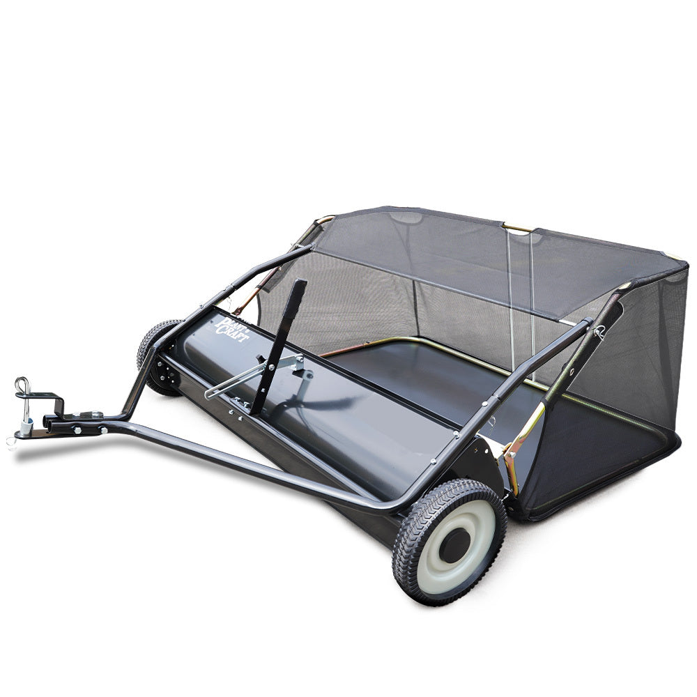 Lawn Sweeper 48" Wide, Tow Behind Leaf and Grass Clipping Collector, Universal Hitch for Ride on Mower, Garden Tractor