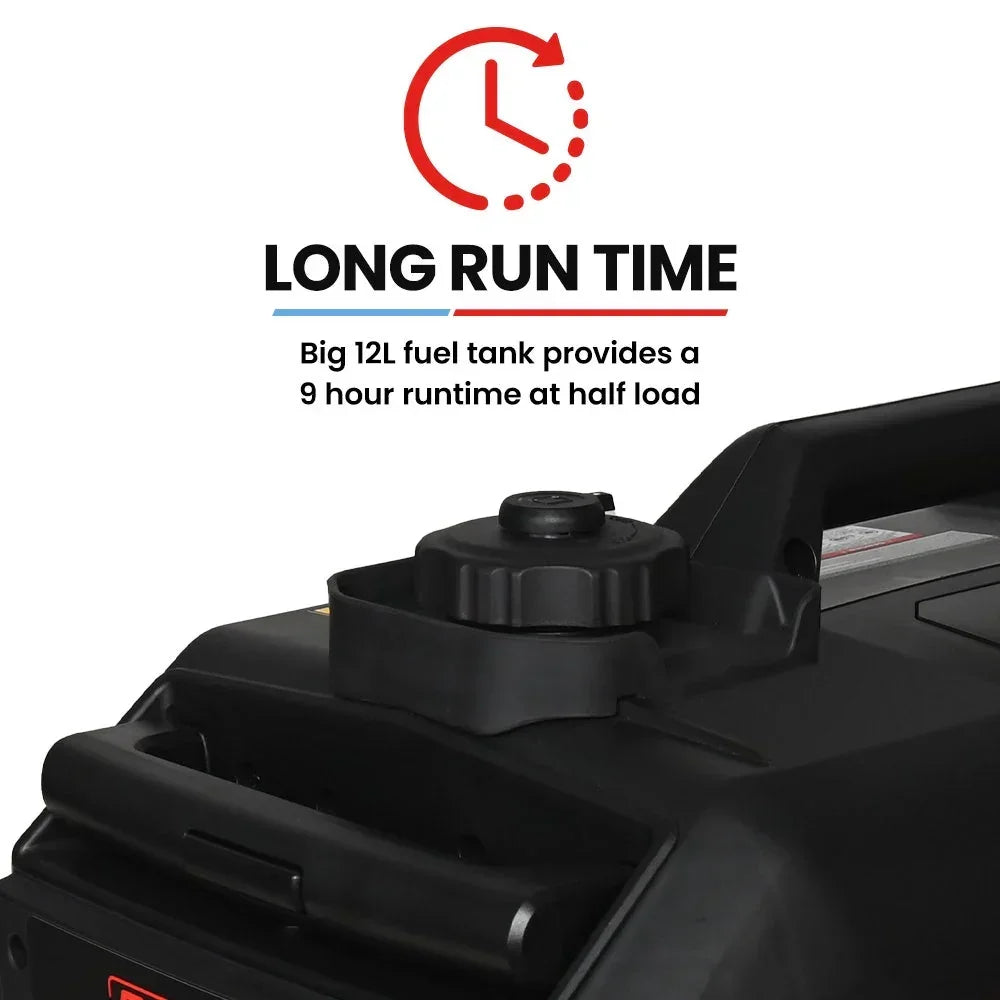 4.7kW Peak 3.8kW Inverter Generator, Push Button & Remote Start, Portable w/ Wheels, Camping, Backup, Mobile A/C